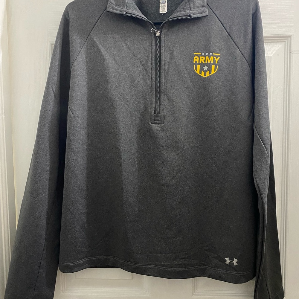 Under Armour Grey and Gold Army Quarter-Zip Pullover, women’s XL